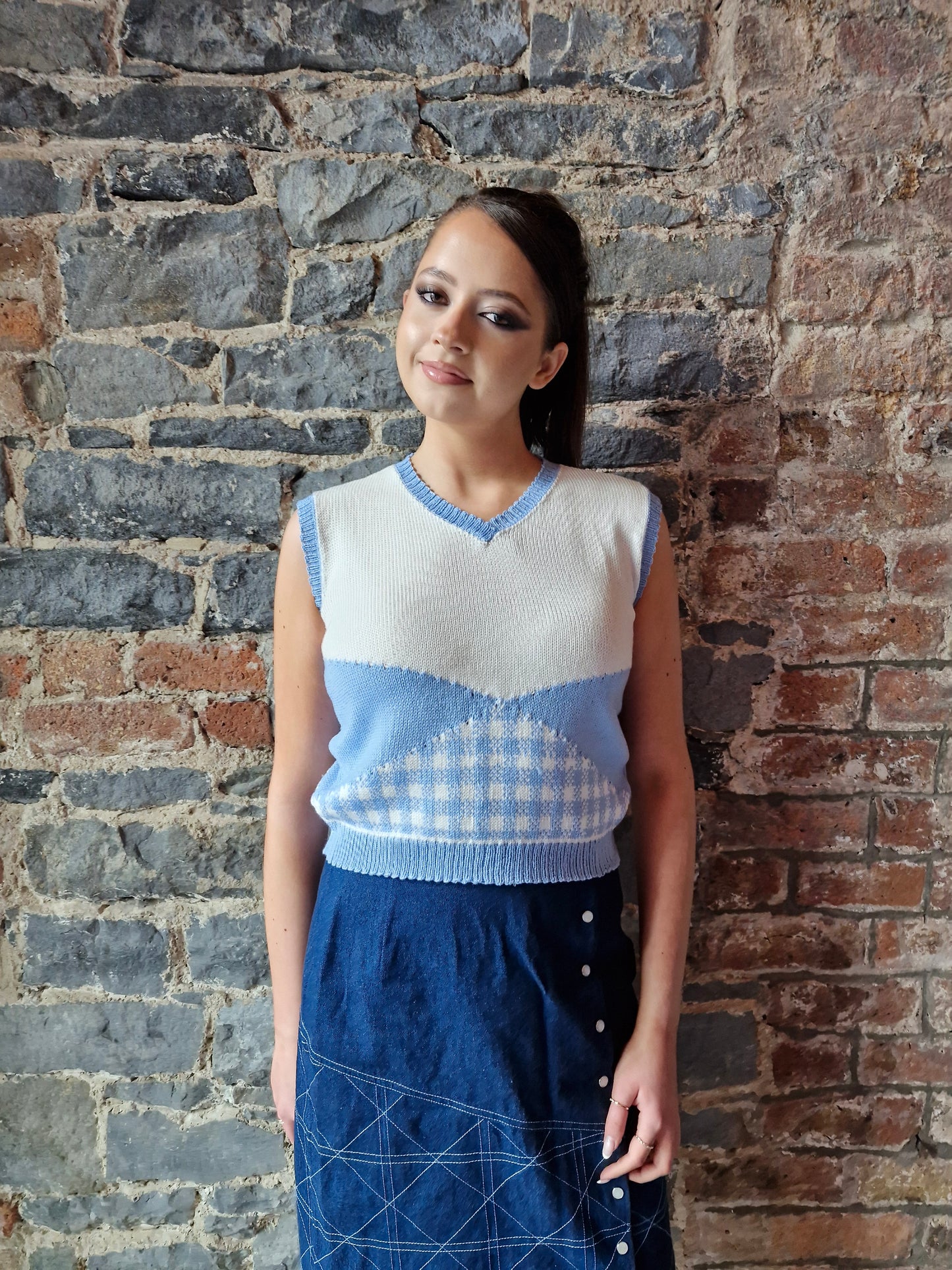 Gingham Knit Vest